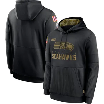 Men's Nike Seattle Seahawks Black 2020 Salute to Service Sideline Performance Pullover Hoodie -