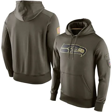 Men's Nike Seattle Seahawks Olive Salute to Service KO Performance Hoodie