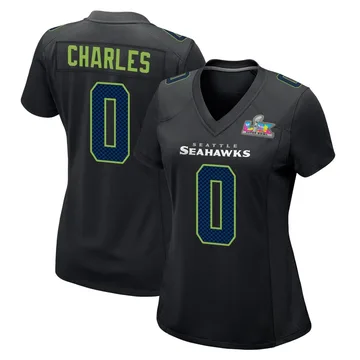 Women's Nike Seattle Seahawks Irvin Charles Black Carbon Fashion Super Bowl LX Patch Jersey - Game