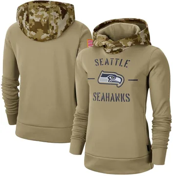 Women's Nike Seattle Seahawks Khaki 2019 Salute to Service Therma Pullover Hoodie -