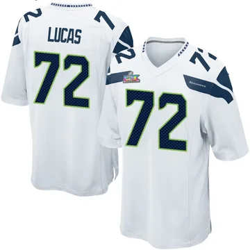 Youth Nike Seattle Seahawks Abraham Lucas White Super Bowl LX Patch Jersey - Game