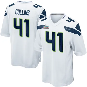 Youth Nike Seattle Seahawks Alex Collins White Super Bowl LX Patch Jersey - Game