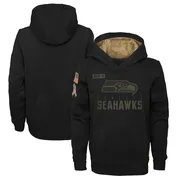 Youth Nike Seattle Seahawks Black 2020 Salute To Service Pullover Performance Hoodie