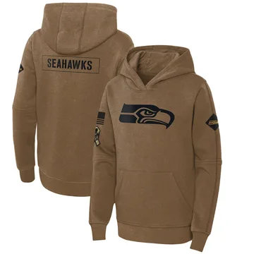 Youth Nike Seattle Seahawks Brown 2023 Salute to Service Club Fleece Pullover Hoodie