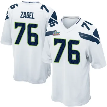 Youth Nike Seattle Seahawks Grey Zabel White Super Bowl LX Patch Jersey - Game