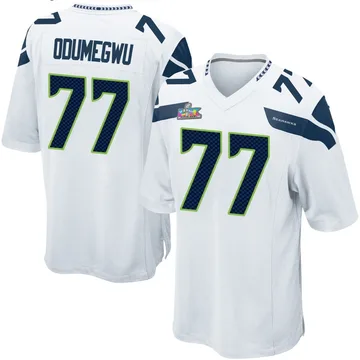 Youth Nike Seattle Seahawks Kenneth Odumegwu White Super Bowl LX Patch Jersey - Game