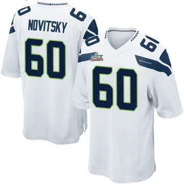 Youth Nike Seattle Seahawks Michael Novitsky White Super Bowl LX Patch Jersey - Game
