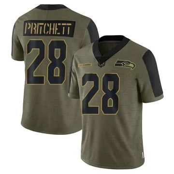 Youth Nike Seattle Seahawks Nehemiah Pritchett Olive 2021 Salute To Service Jersey - Limited