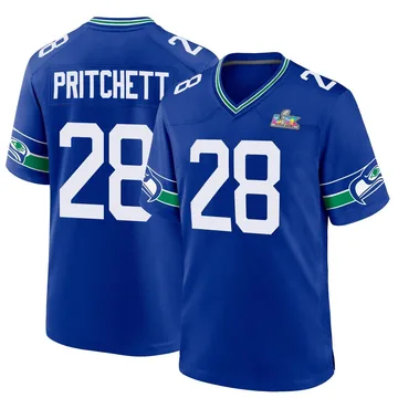Youth Nike Seattle Seahawks Nehemiah Pritchett Royal Throwback Super Bowl LX Patch Jersey - Game