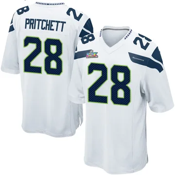 Youth Nike Seattle Seahawks Nehemiah Pritchett White Super Bowl LX Patch Jersey - Game