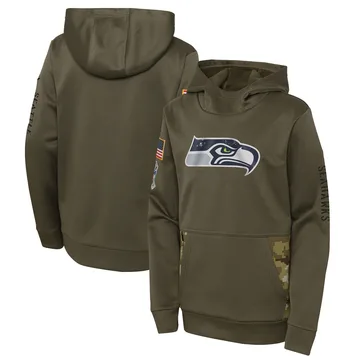 Youth Nike Seattle Seahawks Olive 2022 Salute to Service Performance Pullover Hoodie