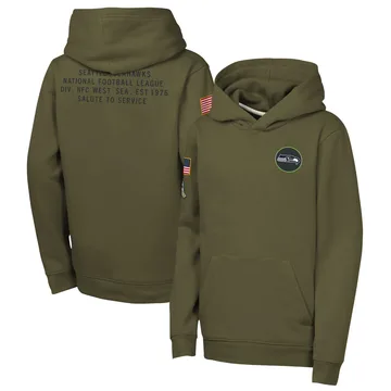 Youth Nike Seattle Seahawks Olive 2025 Salute to Service Club Fleece Hoodie