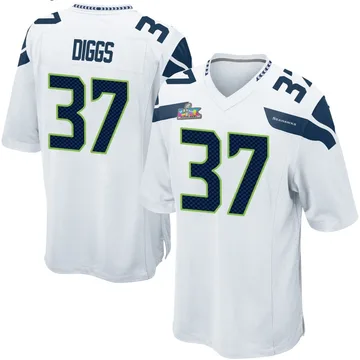 Youth Nike Seattle Seahawks Quandre Diggs White Super Bowl LX Patch Jersey - Game
