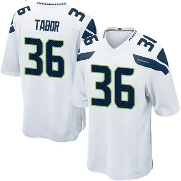 Youth Nike Seattle Seahawks Teez Tabor White Jersey - Game