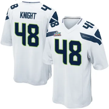 Youth Nike Seattle Seahawks Tyrice Knight White Super Bowl LX Patch Jersey - Game